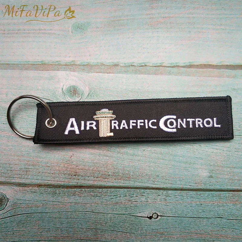 

MiFaViPa 50 PCs Wholesale lavero Air Traffic Controller Keychains Pilot Gifts Aviation Key Chain Embroidery Key Rings Porte