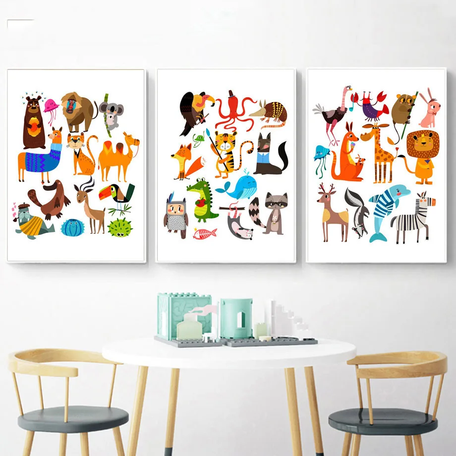 Современные картины настенная живопись холст принты Лев лиса жираф животные