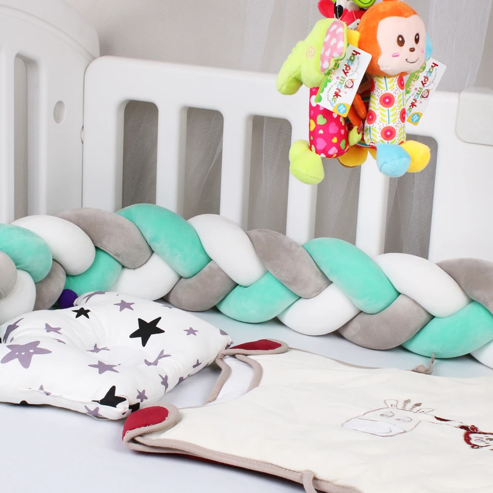 3M Baby Bumper Bed Braid Knot Pillow Cushion Bumper for Infant cuna Bebe lit Crib Protector Cot Bumper Room Decor