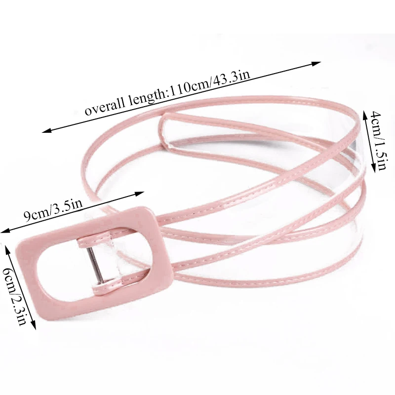 

PVC Transparent Long Belt Women Waist Belt Dress Band Belt Rectangular Buckle Candy Colors Leather Strap Fashion Waistbands