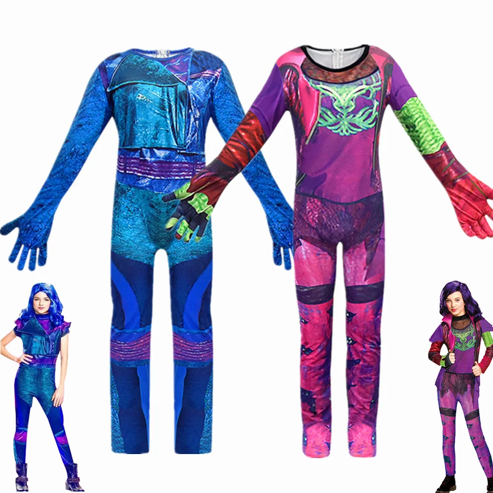 

Fashion Descendants 3 Cosplay Evie Costume for Kids girls mal Uniform Halloween Carnival Costume Dress Up Kids Costume Jumpsuits