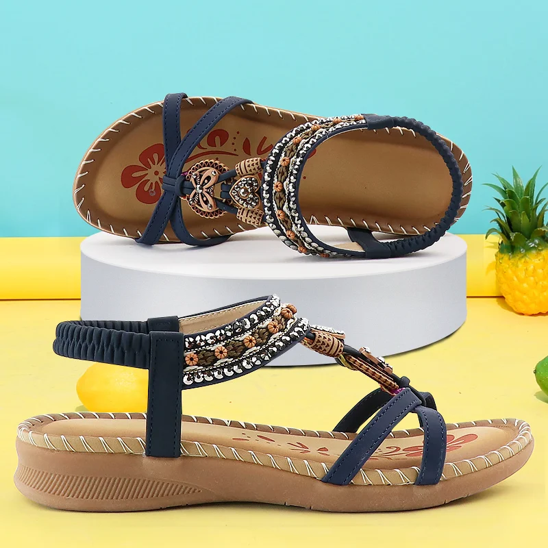 

Sandals Women 2021 Fashion Summer Platform Sandal Design printing Soft Elastic Band sandalias female sandal luxury brand