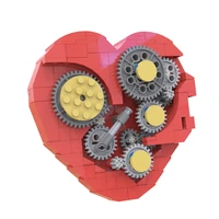 moc 4453 new clockwork heart red heart building blocks gear mechanical model creativity diy compatible childrens toys gift