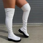 Новые брендовые Нескользящие сапоги выше колена на платформе с эластичной рифленой подошвой женская обувь черного и белого цвета модная обувь для отдыха, размер 43