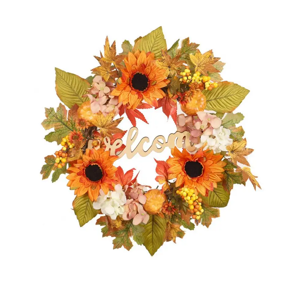 

Венок на День Благодарения, входная дверь, искусственный венок тыквы для дома