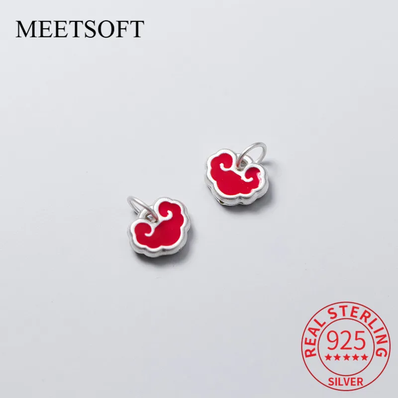 MEETSOFT S925 Серебряный Красный замок из смолы шарм на удачу подвеска сделай сам
