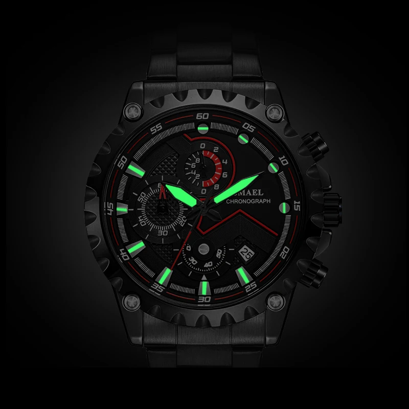SMAEL Watch recreational men's steel band leisure business 9006 Waterproof night light dial quartz core Men Relogio Masculino | Наручные