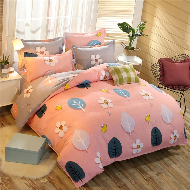 

Q12 Bedding Set With Pillowcase Soft Fiber King Queen Size Bed Clothes Bed Sheet Soft and Comfortable