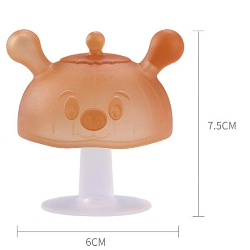 

Baby Silicone Teethers Newborn Cartoon Small Mushroom Teething Toy Multifunction Chewable Teethers