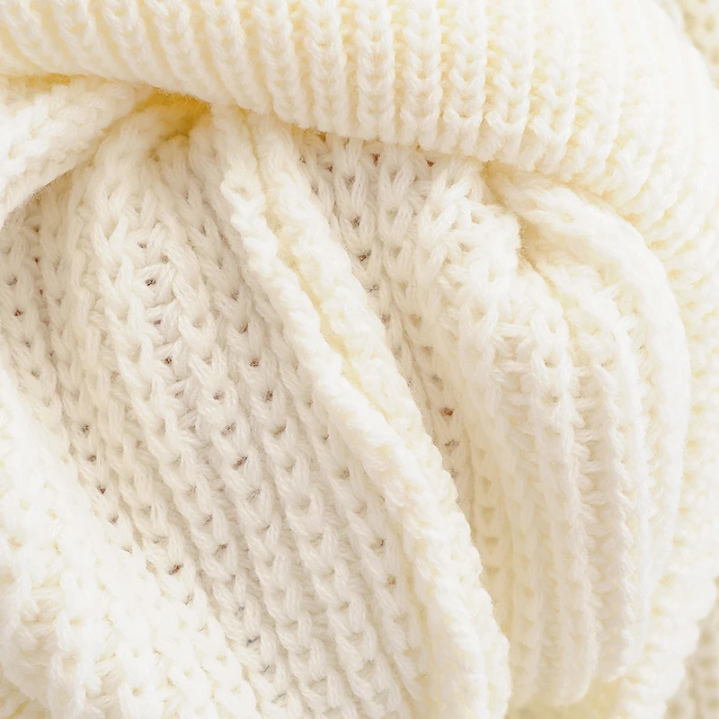 ZA 2020 Women Autumn Winter pure white Sweater O-Neck Thicken Girl Long Sleeve Casual Loose Knit Pullovers | Женская одежда