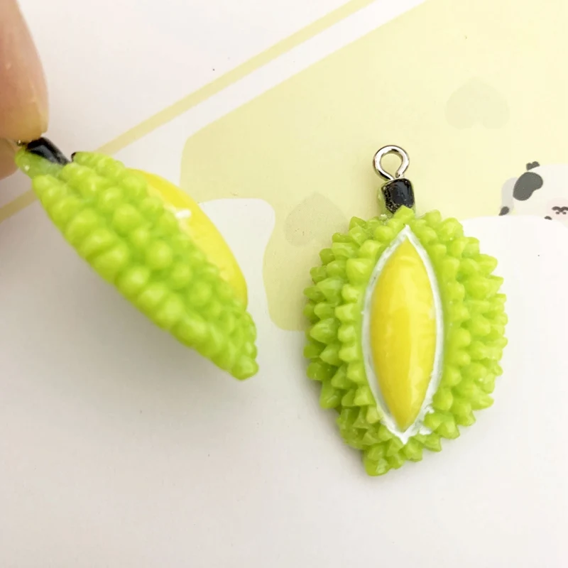 26mm Resin Simulation Green Fresh Durian Fruit Pendant DIY Accessories Charms Handmade Necklace Keychains Earrings 50PCS | Украшения и