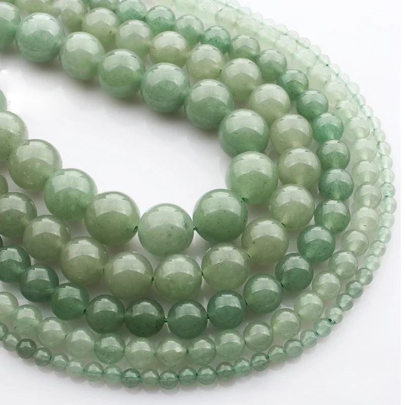 

15"(38cm) Strand Round Natural Green Aventurine Stone Rocks 4mm 6mm 8mm 10mm 12mm Beads for Jewelry Making DIY Bracelet Findings