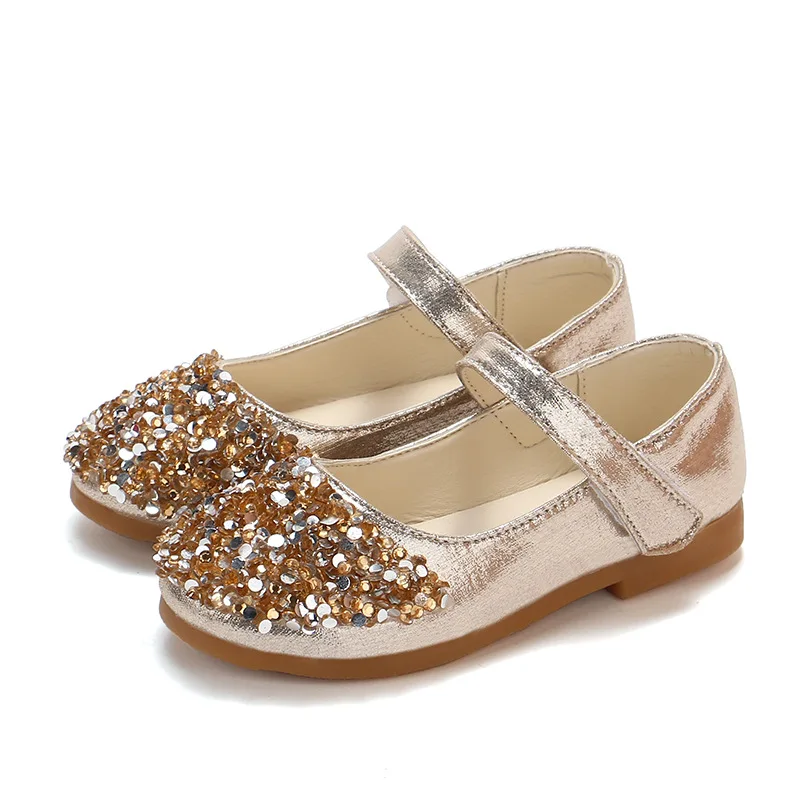 

JGSHOWKITO Kids Shoes For Toddler Girl Princess Shiny Rhinestone Bling Shoes Children Girls Casual Flat Dancing Wedding Shoes