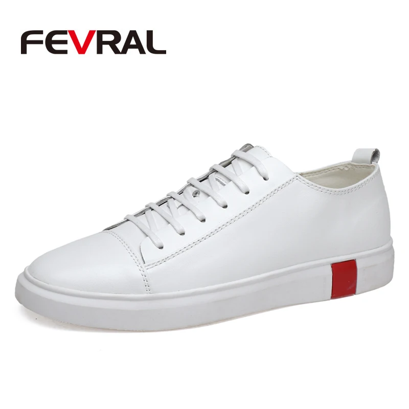 01 White FEVRAL/Новинка; сезон весна-осень; Мужская обувь; дышащая мужская повседневная обувь; Модная низкая Обувь На Шнуровке; обувь на плоской подошве; zapatillas hombre; размера плюс 38-46 - Цвет: 01 White