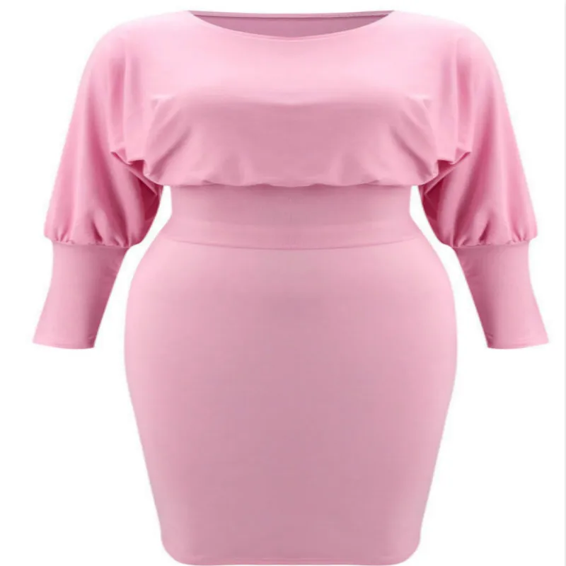 EAGLEWOLF Новинка осени 2021 повседневное однотонное женское платье с круглым вырезом