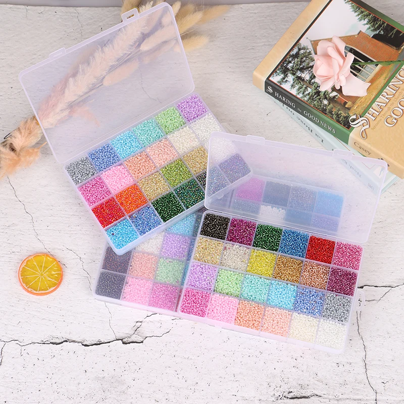 

26400Pcs/Box Set 2mm Glass Seed Beads Charm Czech Crystal Spacer Glass Beads For Jewelry Making Rings Handmade Accessories