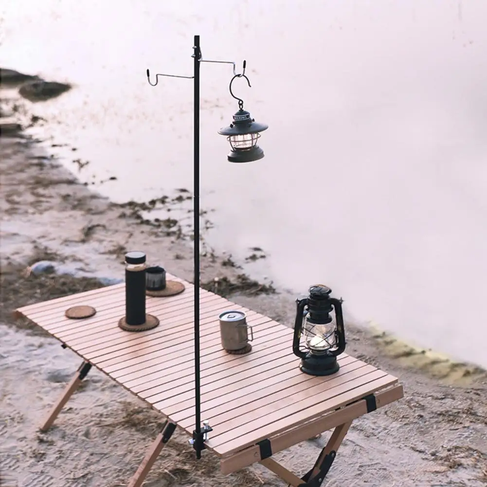 Outdoor Camping Hiking Aluminum Alloy Foldable Lamp Post Pole Portable Fishing Hanging Light Fixing Stand Holder Lantern Stand