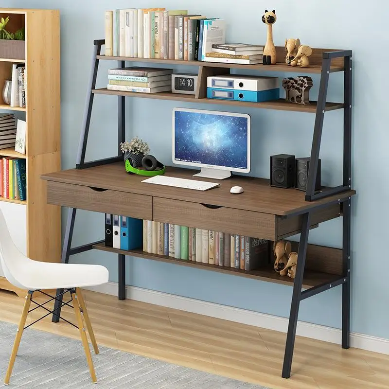

Computer Desktop Table Simple Modern Bedroom Household Home Bookshelf Desk Combination Writing Desk Office Table Student Desk
