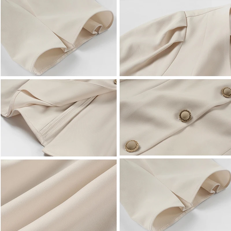 

French Retro v Collar Bubble Sleeve Dress Summer 2021 New Waist Show Thin Temperament Female God Skirt