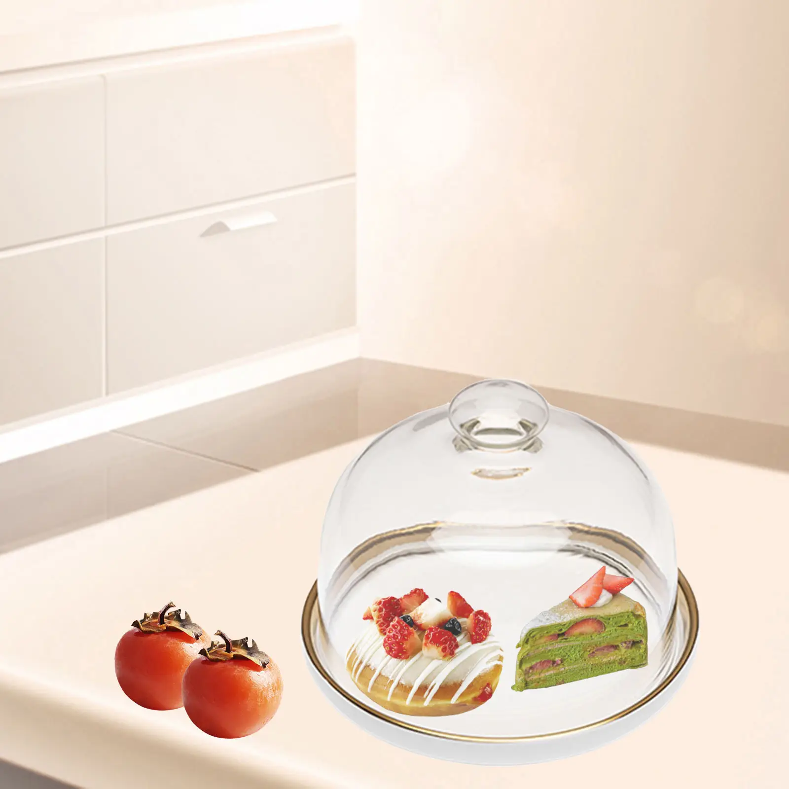 

Nordic Cake Stand Glass Cover Serving Tray Display for Xmas Decoration Bread