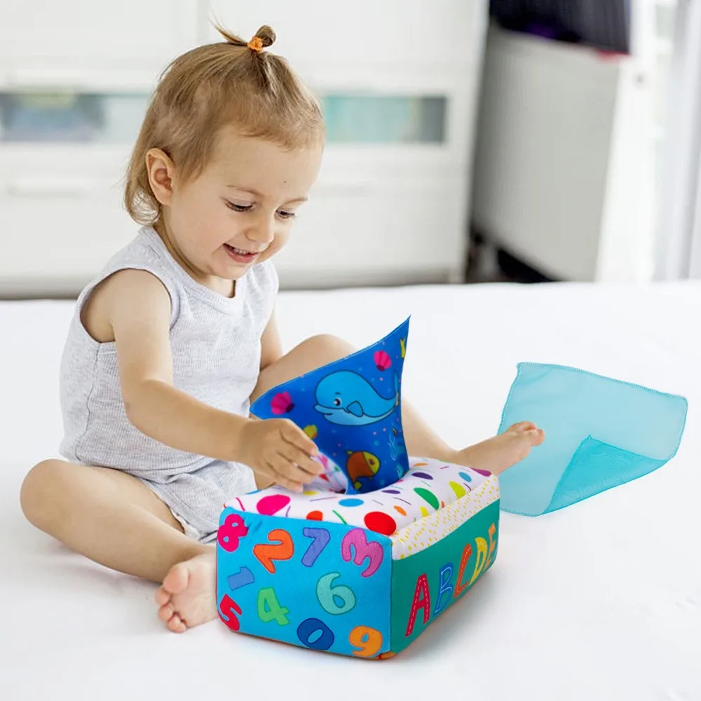 Teytoy-caja de pa&ntilde;uelos de My First Baby, juguete sensorial cuadrado Montessori de alto contraste, relleno suave, aprendizaje educativo para ni&ntilde;os-1