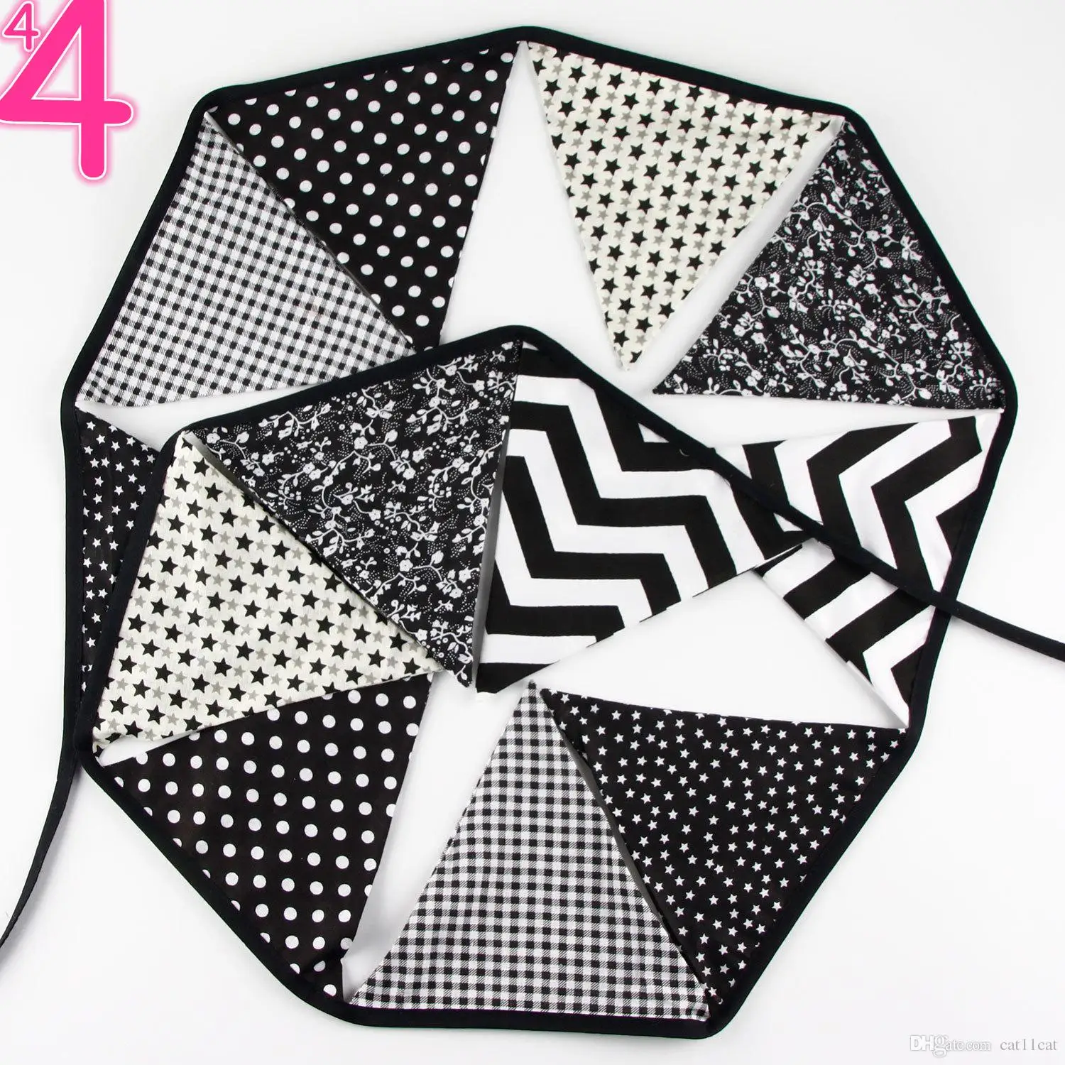 10 5 футов двусторонний черно белый хлопок ткань треугольник Вымпел флаг баннеры 12