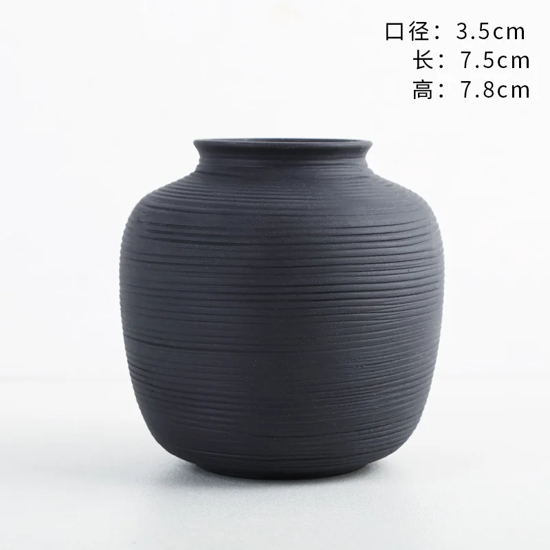 С простым чертежем из черной керамики мини ваза высокого качества чай настольные