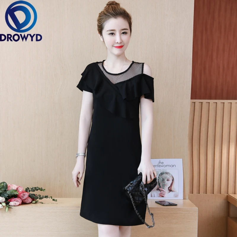 Женское мини платье DROWYD queen черное облегающее в стиле бохо с О образным вырезом и