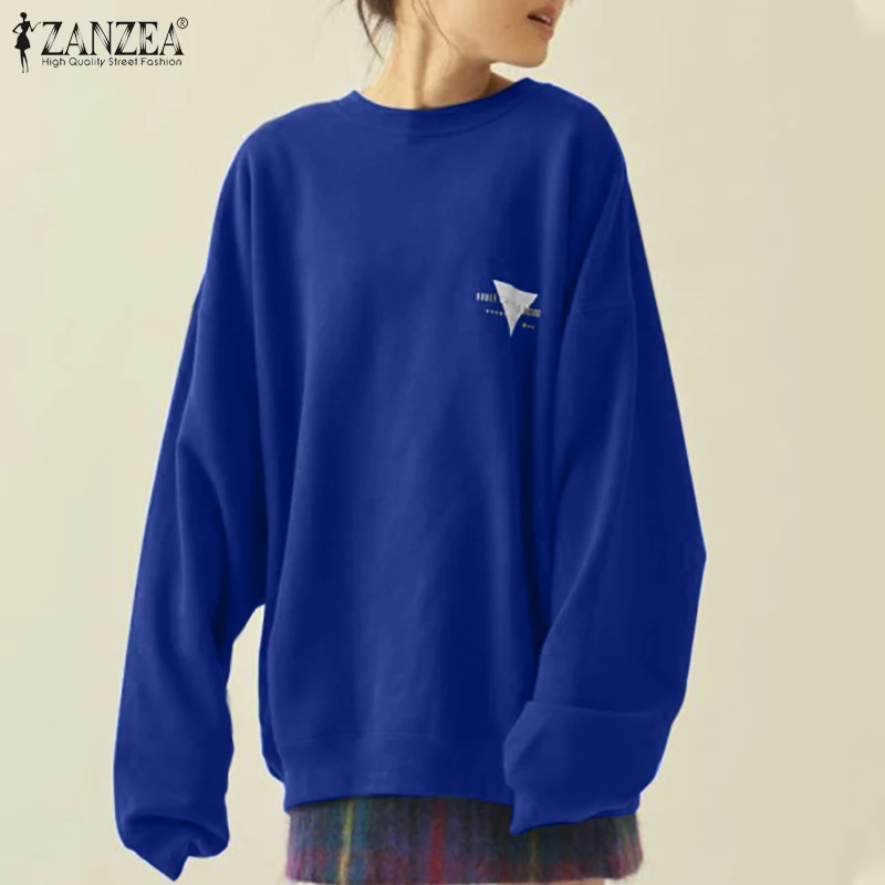 

Женские толстовки и свитшоты большого размера в стиле Харадзюку, парные комплекты ZANZEA 2021, Весенняя Повседневная однотонная свободная уличн...