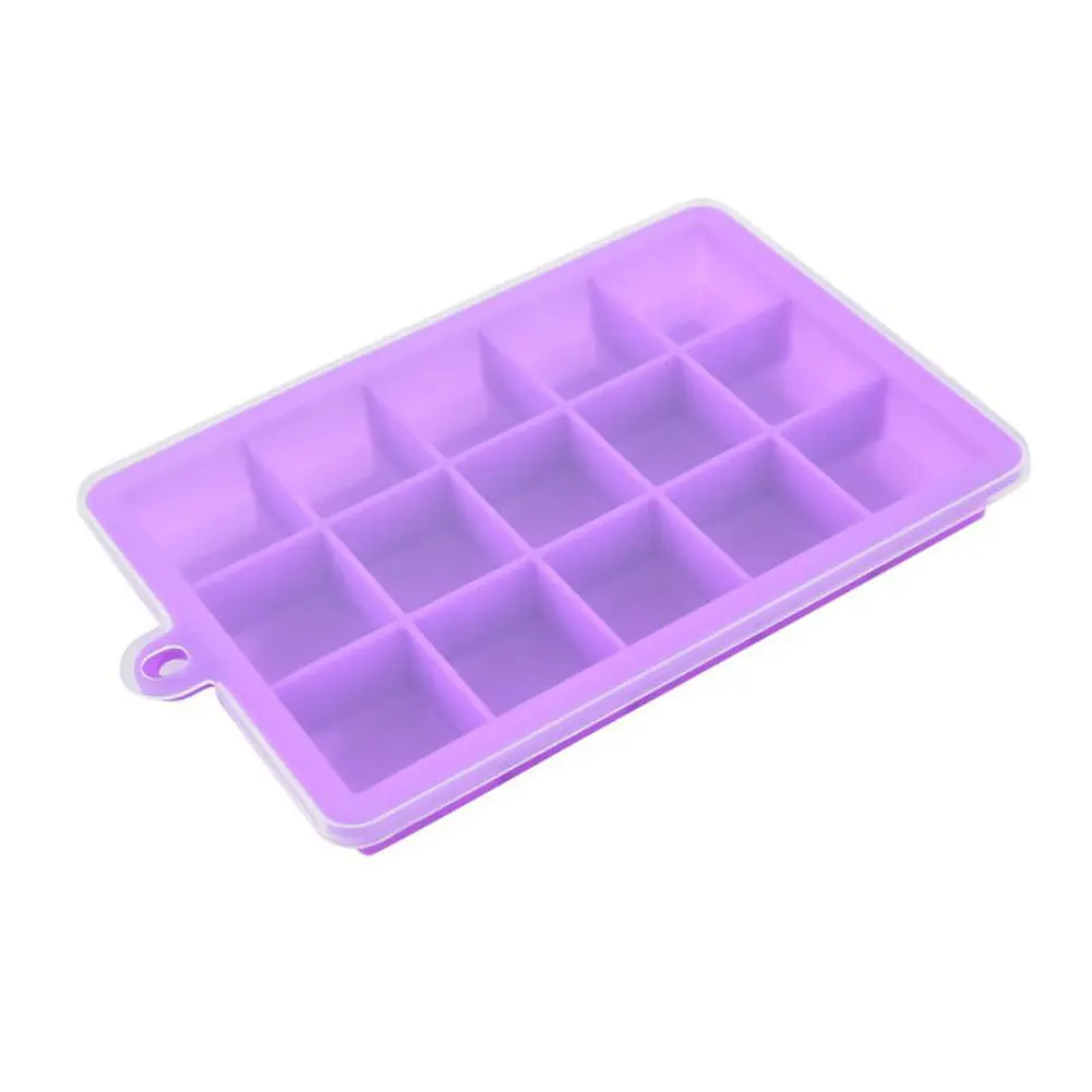 

Ice Cube Mold Tray Silicone Chocolate Ice Cream Jelly Candy Pudding Mold Maker Mold Easy Release 15 Grids Frozen Box Holder 4PCS