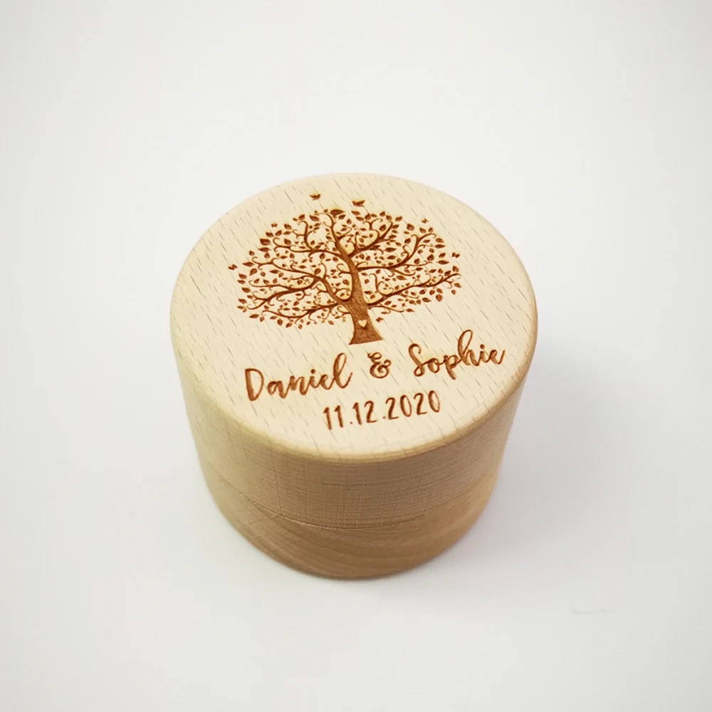 Personalized Name Date Rustic Wedding Wooden Ring Box Holder Custom Valentine Engagement Anniversary Bearer | Дом и сад