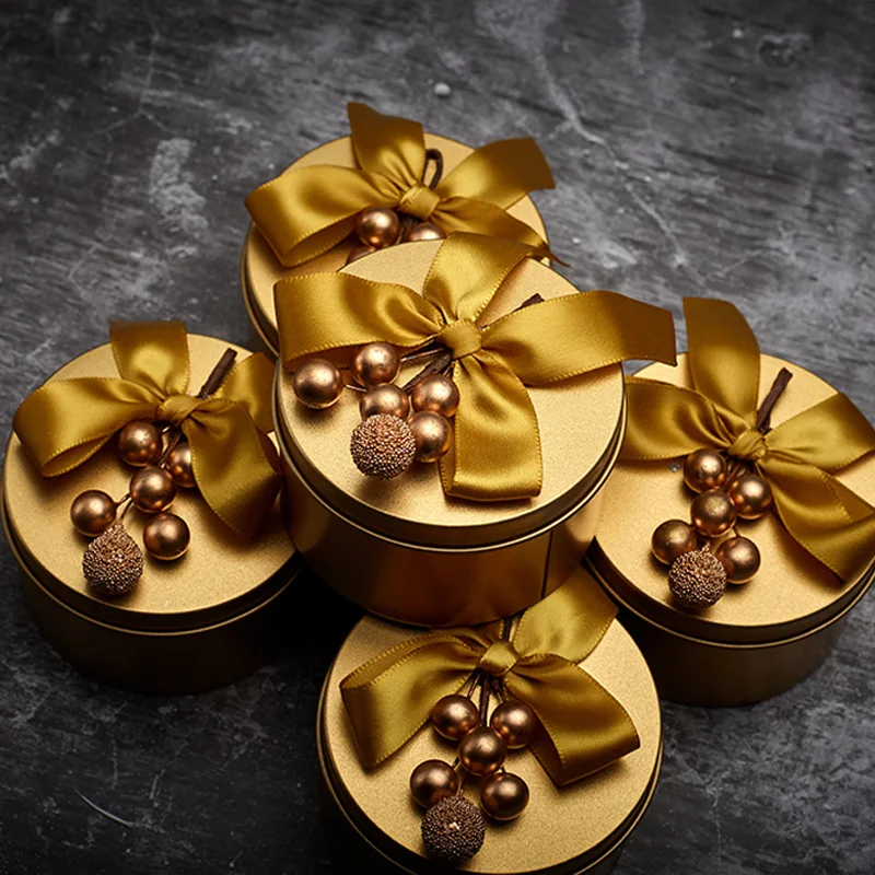 Креативная Золотая жестяная коробка для конфет креативный жемчужный цветок