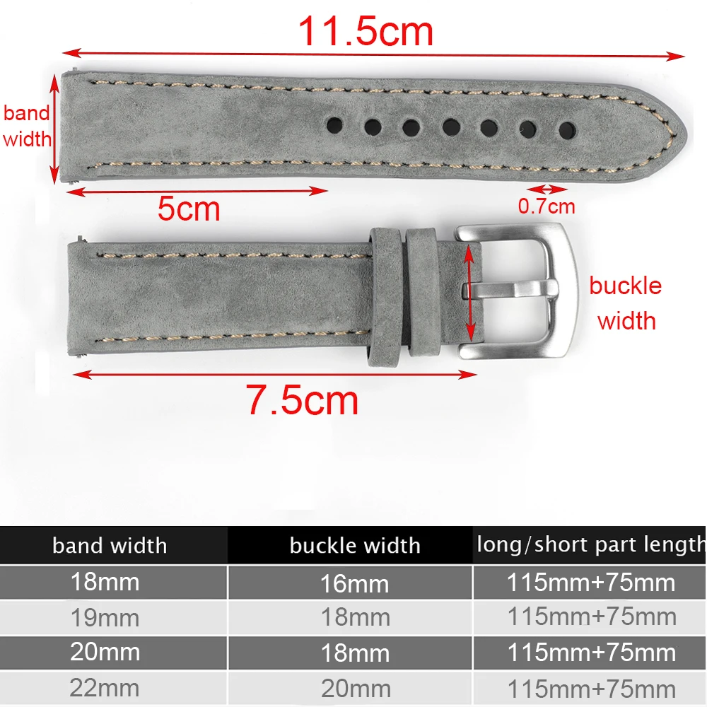 

Leather Suede Watch Strap 18 19 20 22mm Quick Release Watchbands Retro Vintage Handmade Replacement Bracelet Accessories