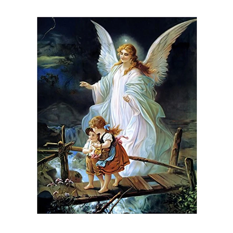 5D DIY Алмазная картина Ночной ангел и два ребенка полная круглая дрель вышивка крестиком домашний декор