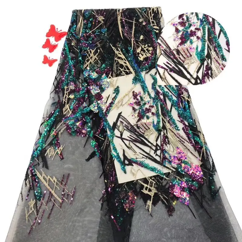 nigerian lace fabric classic french net with sequins top sale tulle SYJ-9951 | Дом и сад