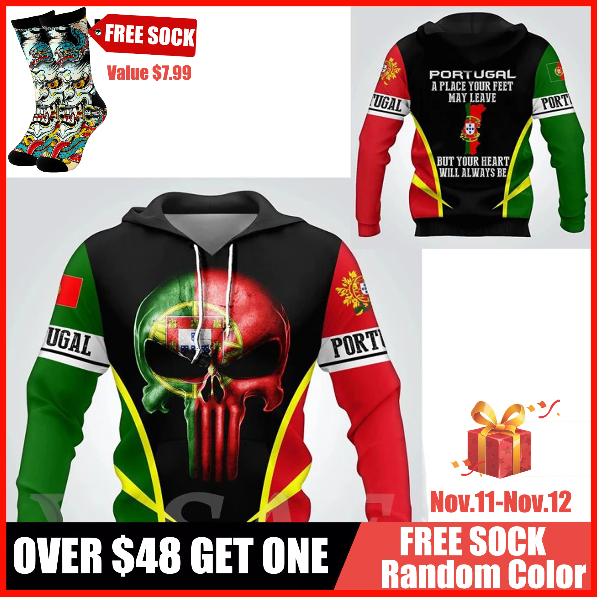 

Portugal All European Country Skull Map Flag Greece 3D All Printed Hoodie Man Women Harajuku Zipper Pullover Sweatshirt Jacket