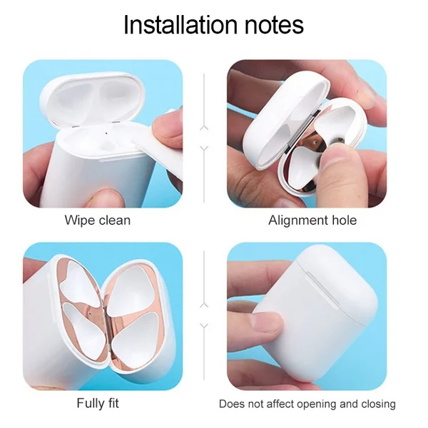 Пыленепроницаемый и устойчивый к царапинам стикер для AirPods Pro металлическая