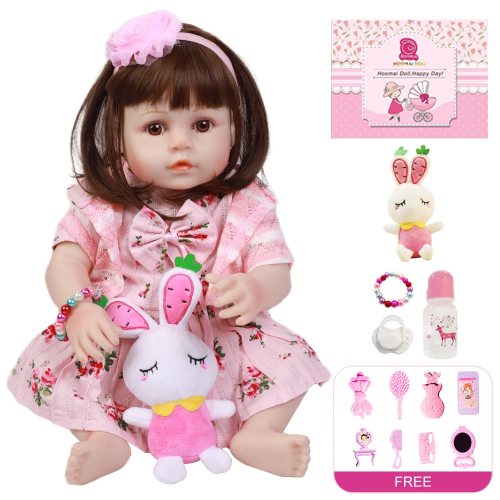 18&quot48CM Bebe Reborn Soft Silicone Realistic Baby Smooth Vinyl Body Toddle Doll Toys for Children Full Hair Toy | Игрушки и хобби