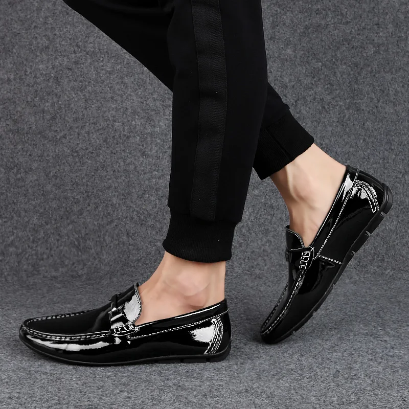 

Men shoes Party Flats Black Formal genuine Leather Casuals Shoes Handmade Wedding Men slip on Loafers Moccasins Dress Shoes