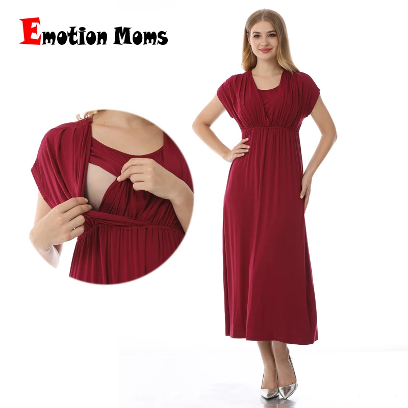 Fashion Nursing Dress Breastfeeding Clothing Summer Maternity Clothes for Pregnant Women Soft Stretch Fabric Big Size Lactation