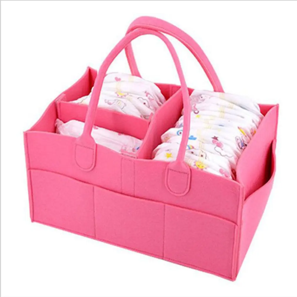 

Felt Diaper Storage Bag Kid Diaper Portable Nursery Storage Bin Car Travel Bag Wipes Bag Storage Box