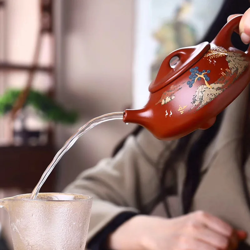 

Yixing Zisha teapot, handmade Dahongpao, Shanshui Shipiao pot, large capacity kungfu tea set, tea making pot