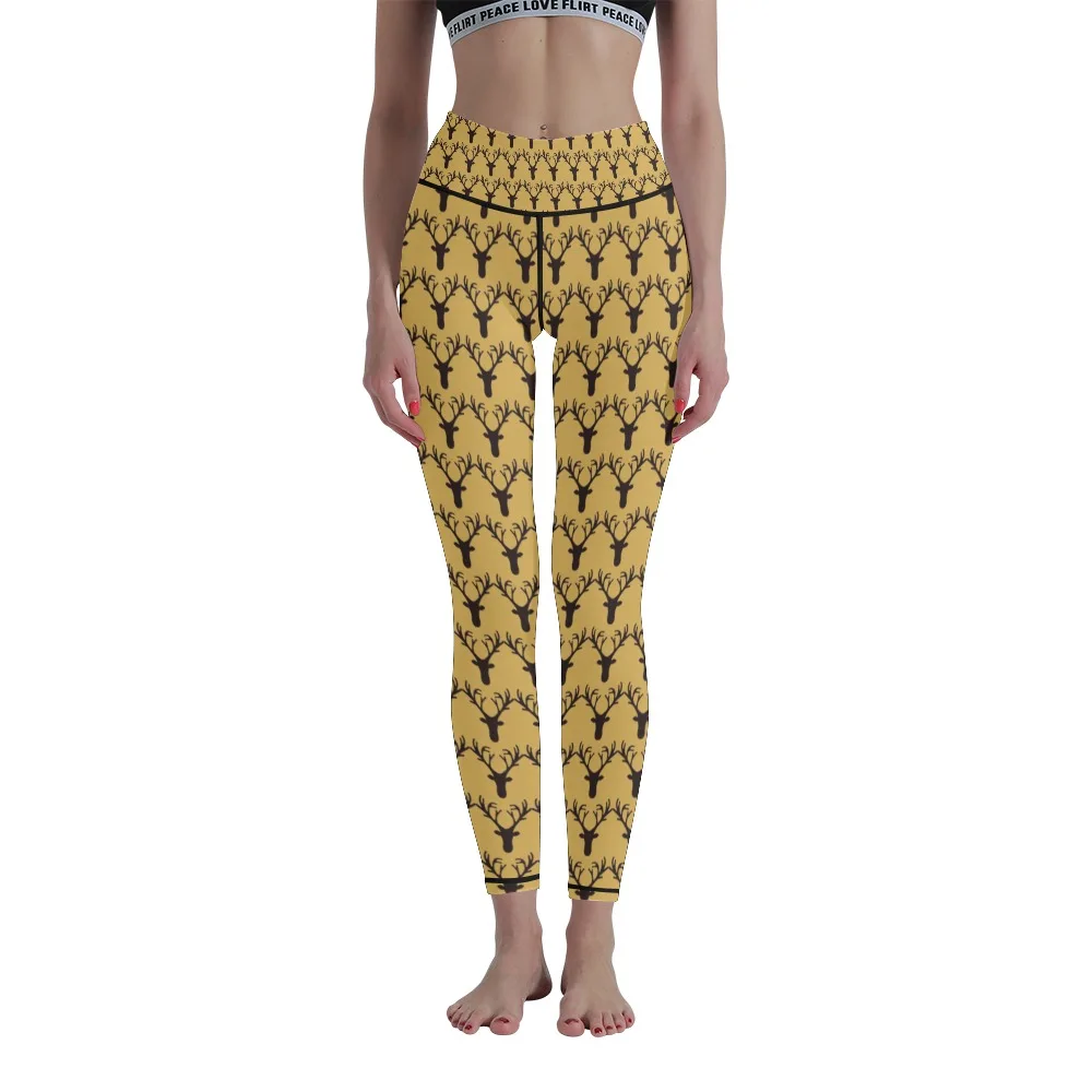 

Christmas Elk Print Ladies High Waist Seamless Yoga Pants Gym Ladies Quick-drying Stretch Tight Ladies Tight Pants WomenMovement