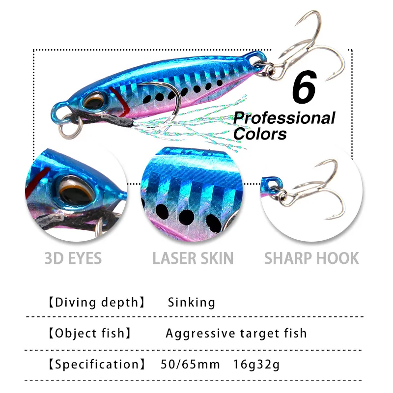 Короткая приманка для рыбалки Lua железная пластина свинцовая с блестками