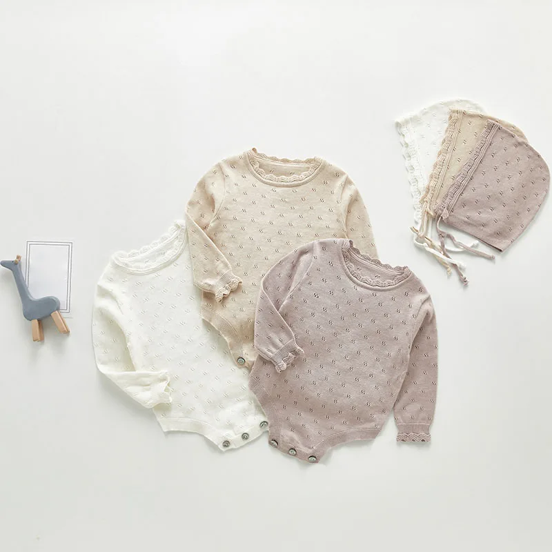 

0-3Yrs Newborn Baby Romper Infant Pure Color Knitted Clothes Autumn Winter Toddler Boy Girl Warm Long-sleeved Jumpsuits