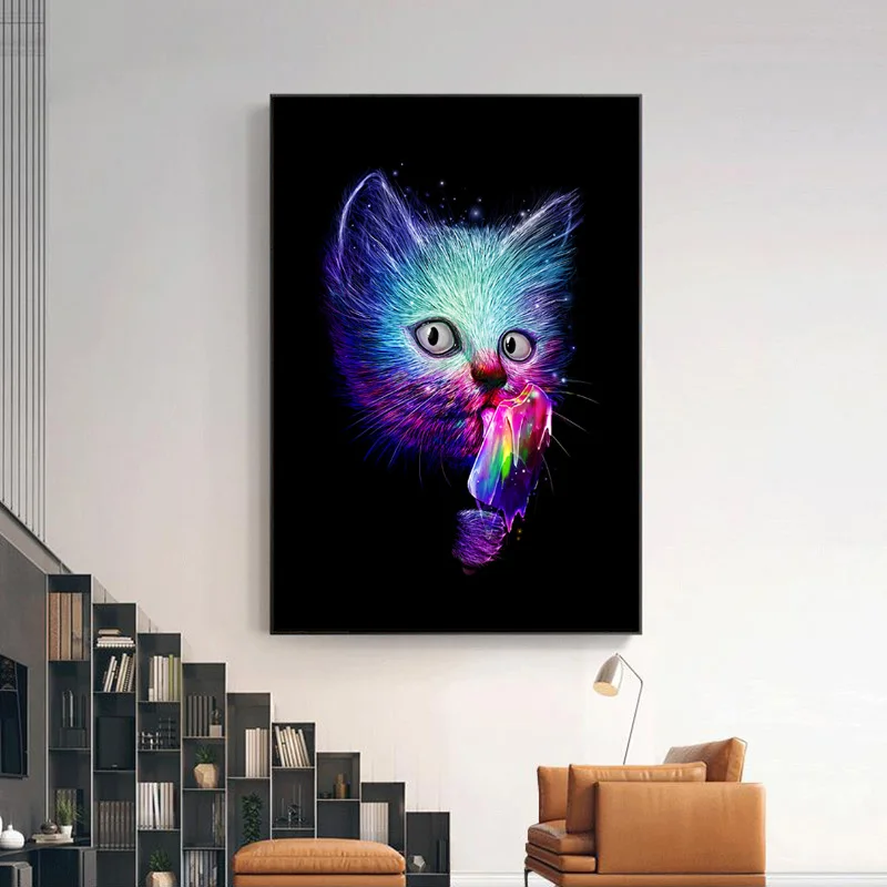 Скандинавская Настенная картина фотообои с абстрактным котом и фотографиями для