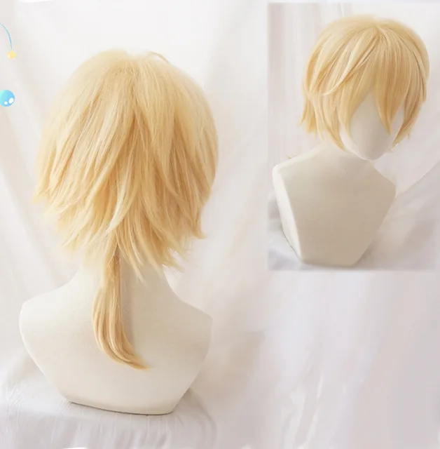 Len wig Аниме VOCALOID Kagamine Len Rin, карнавальный костюм, костюм на Хеллоуин, зеркальный дикотиледонс, косплей, Рождественский полный комплект - Цвет: Len wig