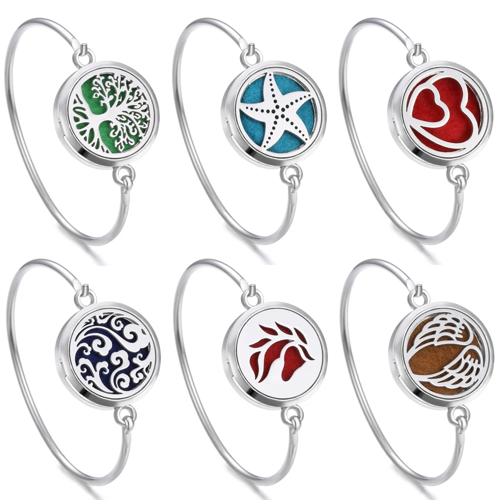 Дерево жизни медальон браслет Рождество нержавеющая сталь эфирное масло