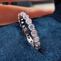 oevas 100 925 sterling silver sparkling 1 row 3mm high carbon diamond finger rings for women top quality party fine jewelry