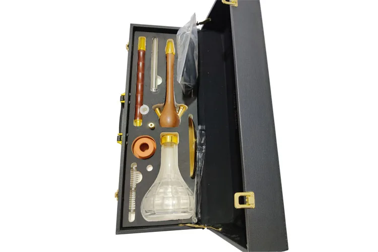 

Hot sell Wholesale Glass Hookah Shisha Wood Chicha Sheesha Gift Package Hookah Accessories